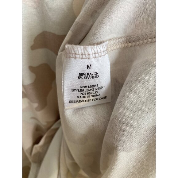 Sleeveless Beige Camo Tank Dress By Olive+Oak Size M With Asymmetrical Hem - Picture 7 of 7